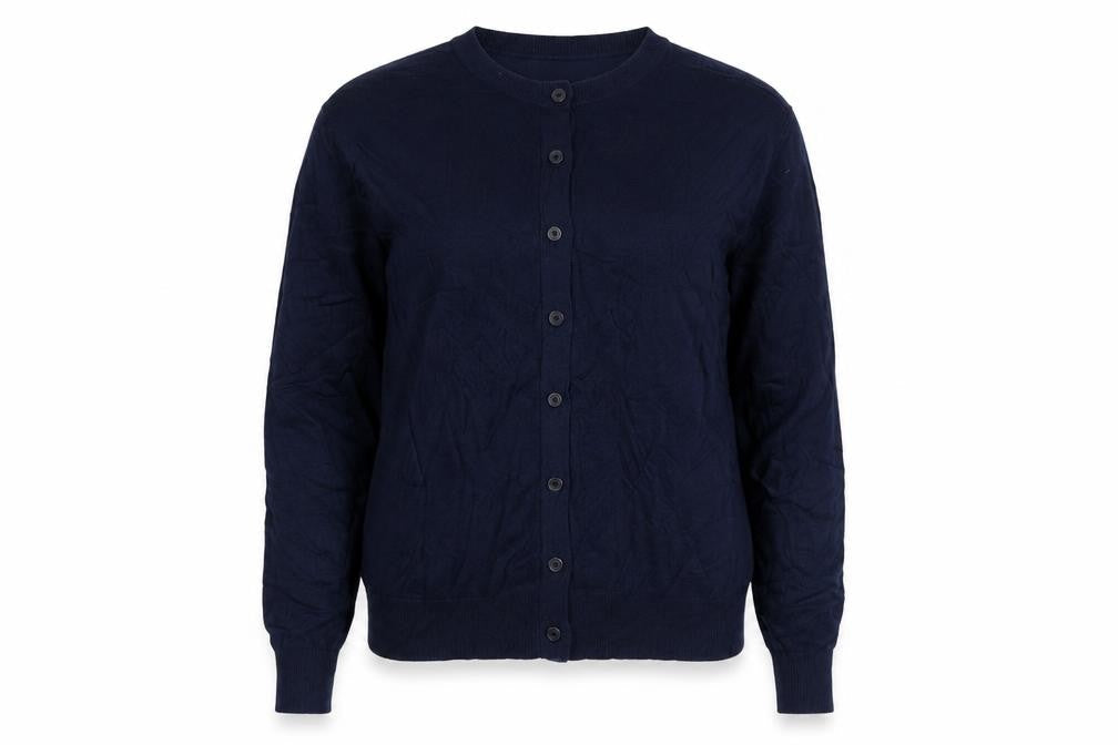 Marks & Spencer Women Blue UK 14 Crew Neck Button Knit Cardigan