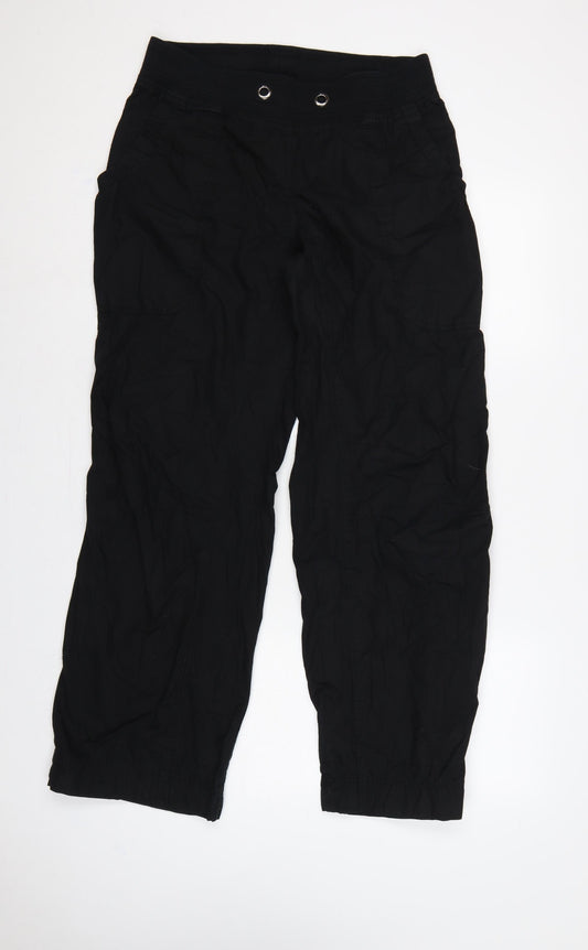 H&M Sport Women’s Black UK 14 Cotton Cargo Trousers Elastic Waist