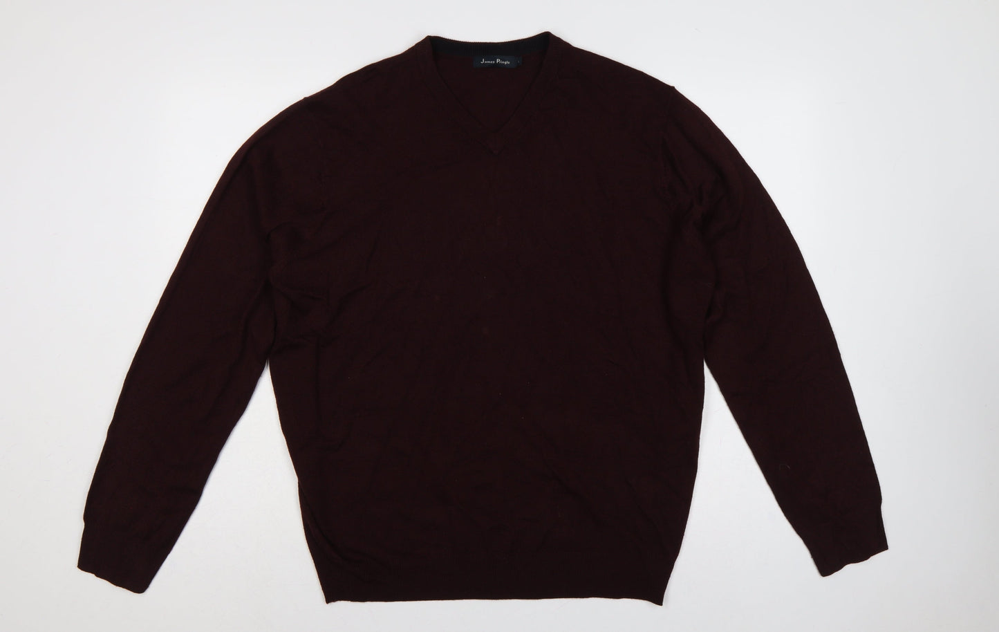 James Pringle Men’s Brown V-Neck Knit Pullover Jumper Size L