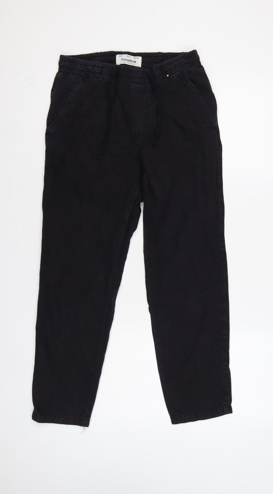 Pull&Bear Women’s Black S Cotton Drawstring Jogger Trousers