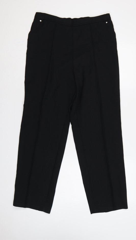 M&S Women’s Black UK 14 Straight Leg Elastic Waist Work Trousers