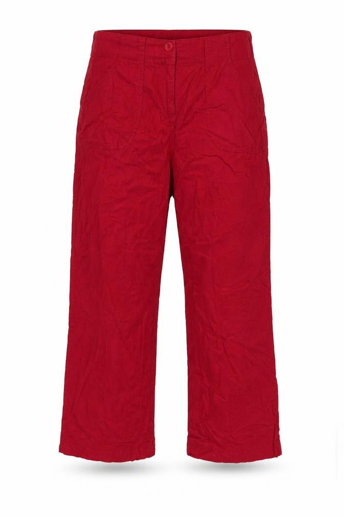 Marks & Spencer Women Red Linen Blend Wide Leg Trousers UK 12