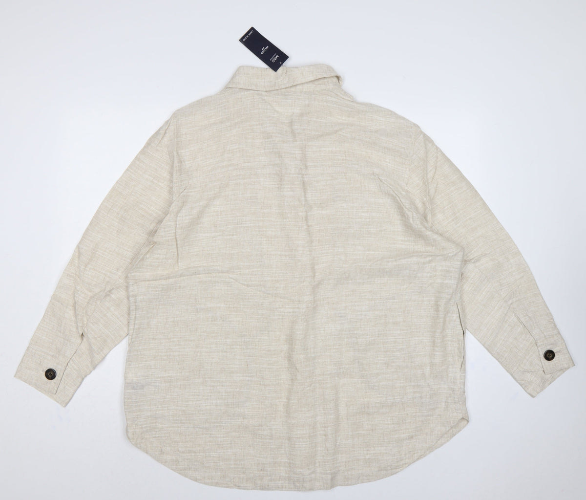 Marks & Spencer Women Beige UK 20 Relaxed Linen Button-Up Shirt
