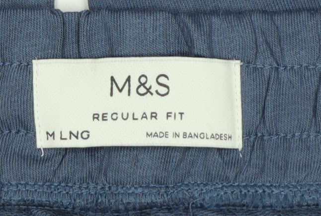 Marks and Spencer Men's Blue M Regular Fit Jogger Trousers 33-35in