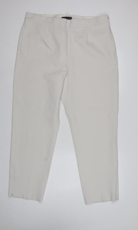 M&S Womens Ivory UK 20 Long Tapered Ankle Zip Tailored Trousers