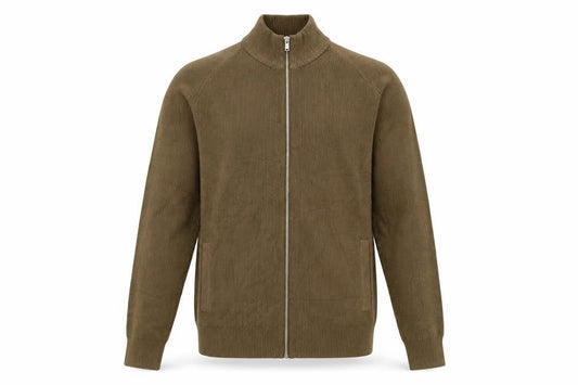 Marks & Spencer Men Brown M Full Zip High Neck Knit Jumper