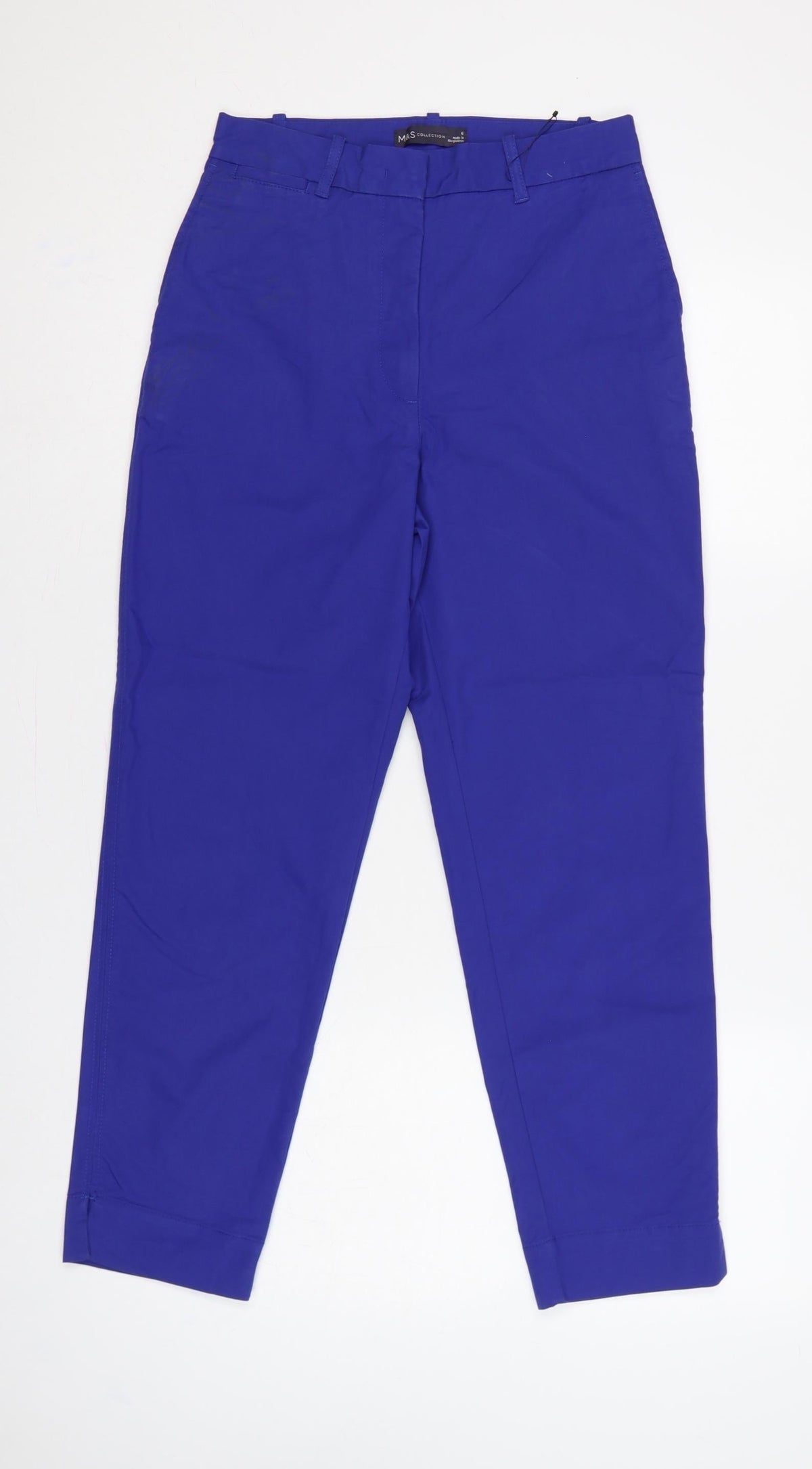 Marks & Spencer Women Blue UK 6 Short Tapered Smart Trousers