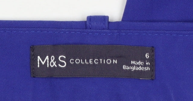 Marks & Spencer Women Blue UK 6 Short Tapered Smart Trousers