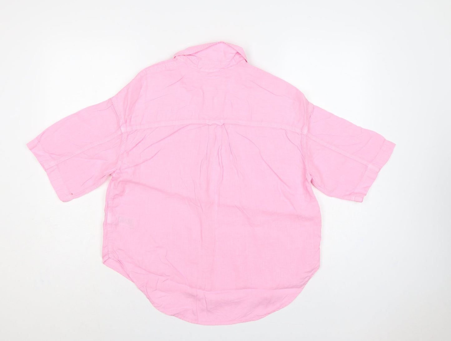 Marks and Spencer Women Pink Linen Button-Up Shirt UK 20 3/4 Sleeve