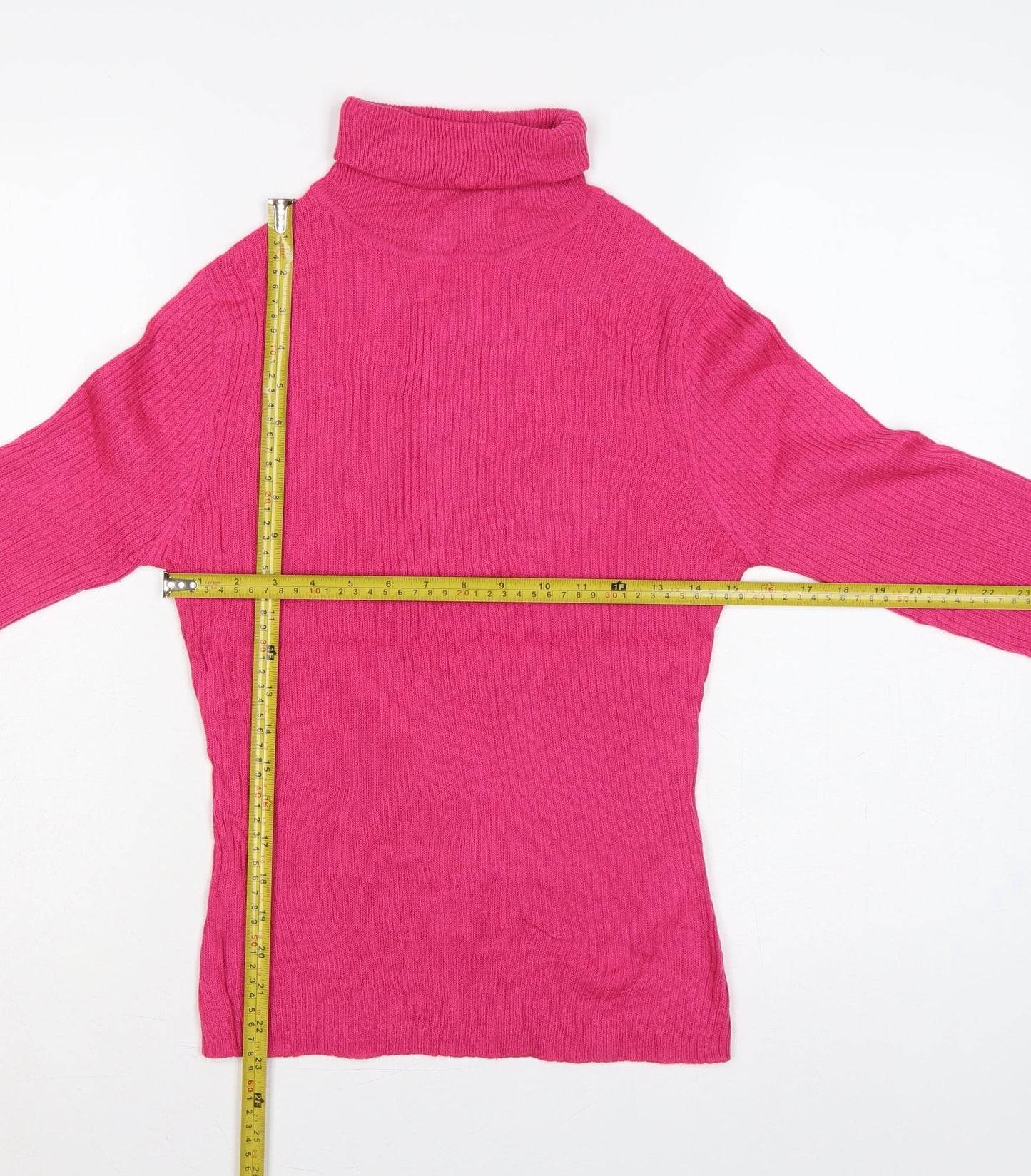Collusion Women’s Pink UK 12 Roll Neck Ribbed Knit Slim Jumper