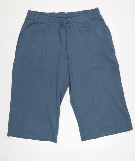 Marks and Spencer Women's Blue UK 18 Cropped Wide Leg Trousers