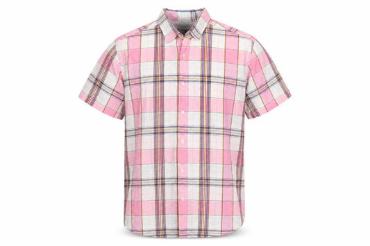 Jasper Conran Men Pink L Plaid Short Sleeve Button-Up Casual Shirt