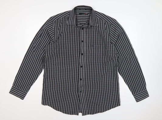 Colin Montgomerie Men's Black Grey Check Long Sleeve Shirt M