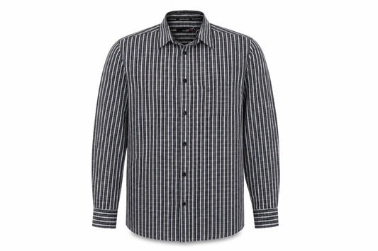 Colin Montgomerie Men's Black Grey Check Long Sleeve Shirt M