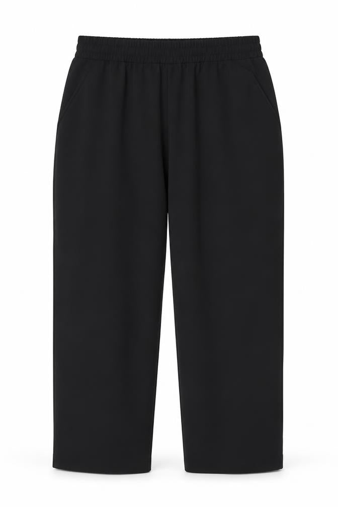 Marks & Spencer Women Black UK 12 Short Tapered Elastic Waist Trousers