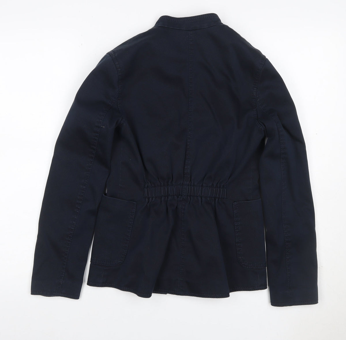 H&M Women’s Navy Military Jacket UK 4 Cotton Gold Snap Buttons