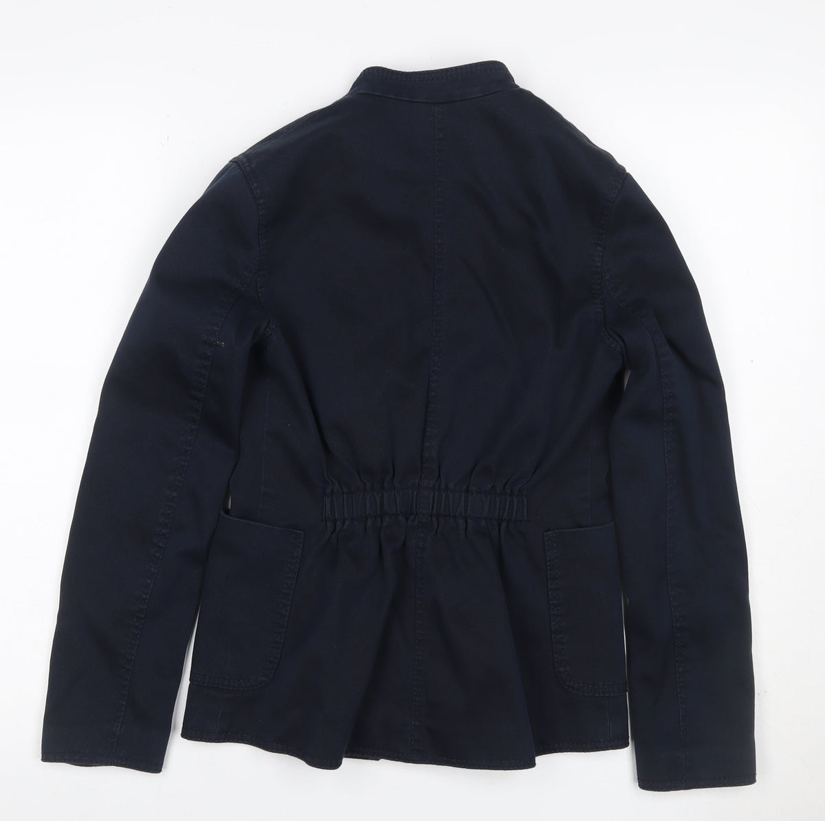 H&M Women’s Navy Military Jacket UK 4 Cotton Gold Snap Buttons