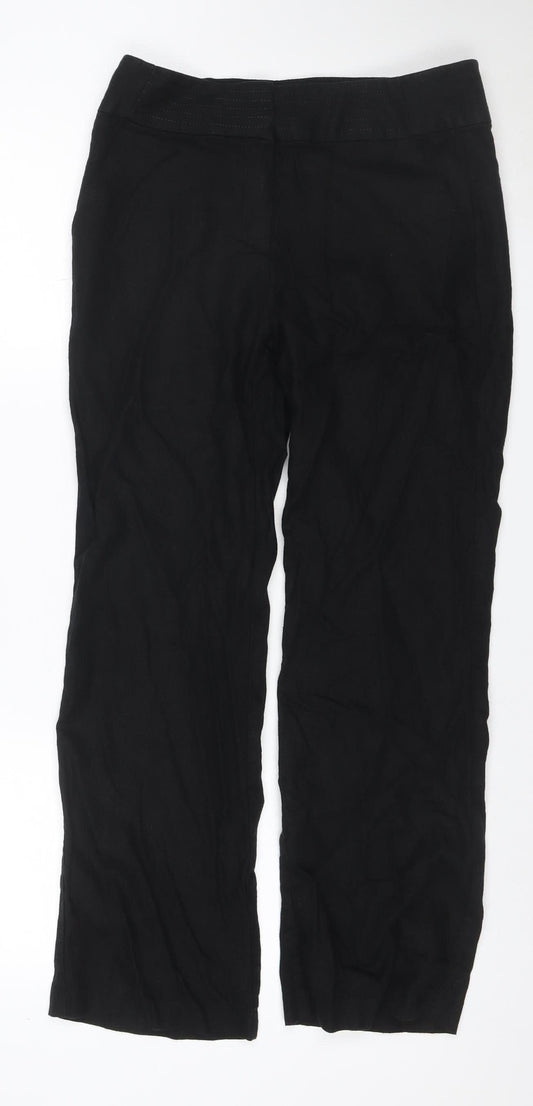 M&S Womens Black Size 10 Stretch Jersey Straight Leg Trousers