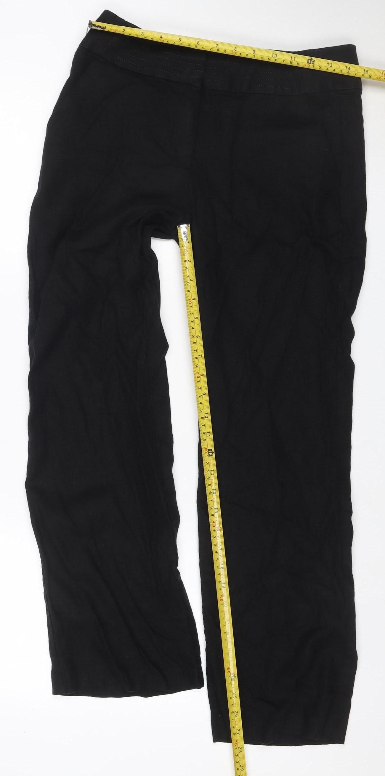 M&S Womens Black Size 10 Stretch Jersey Straight Leg Trousers