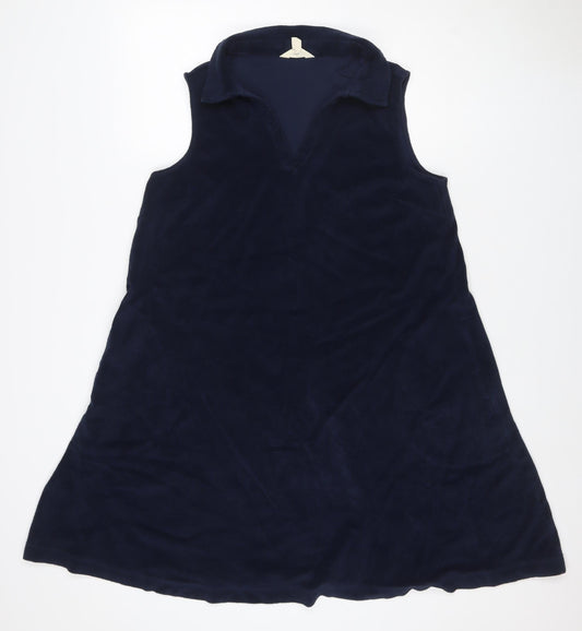 Seasalt Cornwall Women Blue UK 14 Fit & Flare Velvet Knee Dress Bow