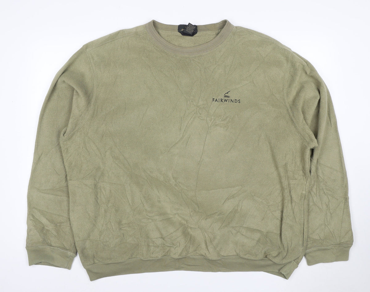 Antigua Men's Green XL Fairwinds Embroidered Crew Neck Fleece Sweatshirt