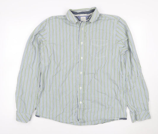 Tessera Men's Multicoloured Stripe Cotton Long Sleeve Shirt L Tailored