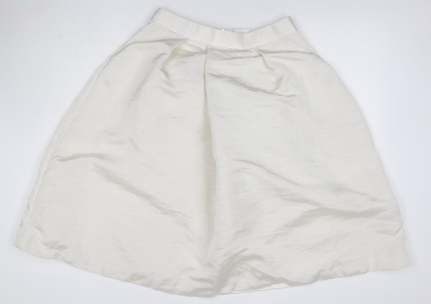 Ted Baker Women Ivory UK 12 A-Line Midi Textured Zip Skirt