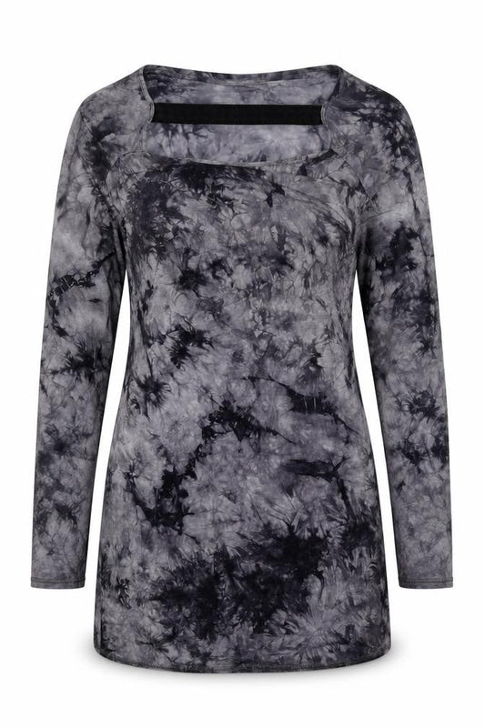 Maggie Sweet Women Grey Tie Dye S Asymmetric Cowl Neck Long Sleeve Dress