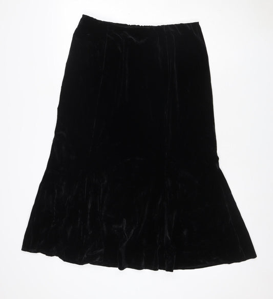 Eastex Women Black UK 14 Asymmetric Velvet Pencil Skirt Stretch