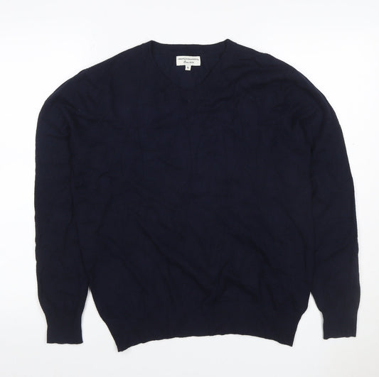 Cristiano Baldinucci Men’s Blue M V-Neck Wool Blend Pullover Jumper