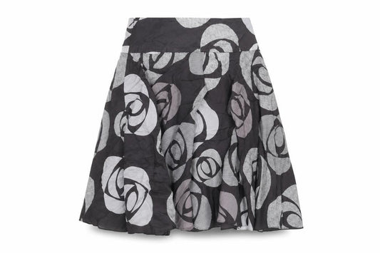 Phase Eight Women Black Grey Silk Floral A-Line Skirt UK 12 Lined