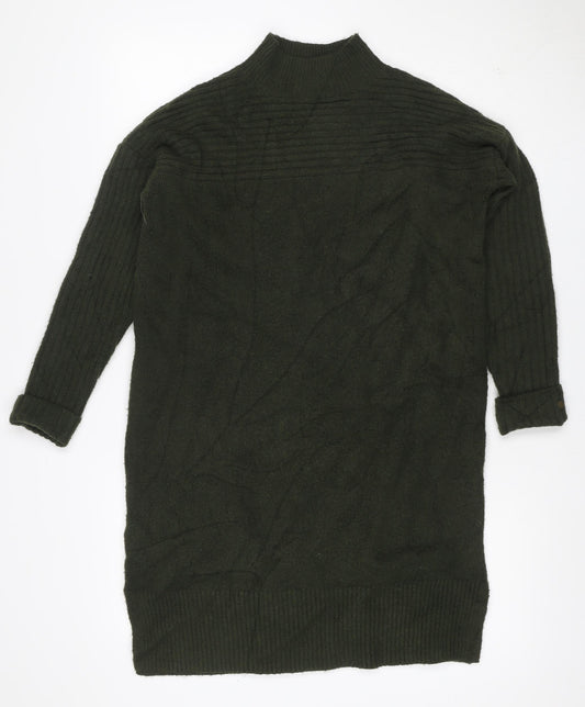 Fat Face Women Green UK 16 Cable Knit Mock Neck Jumper Dress