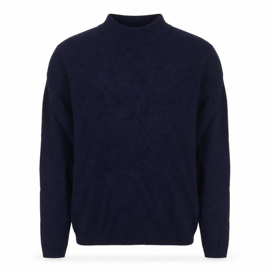 Isle Essentials Women's Navy Merino Roll Neck Pullover Jumper S