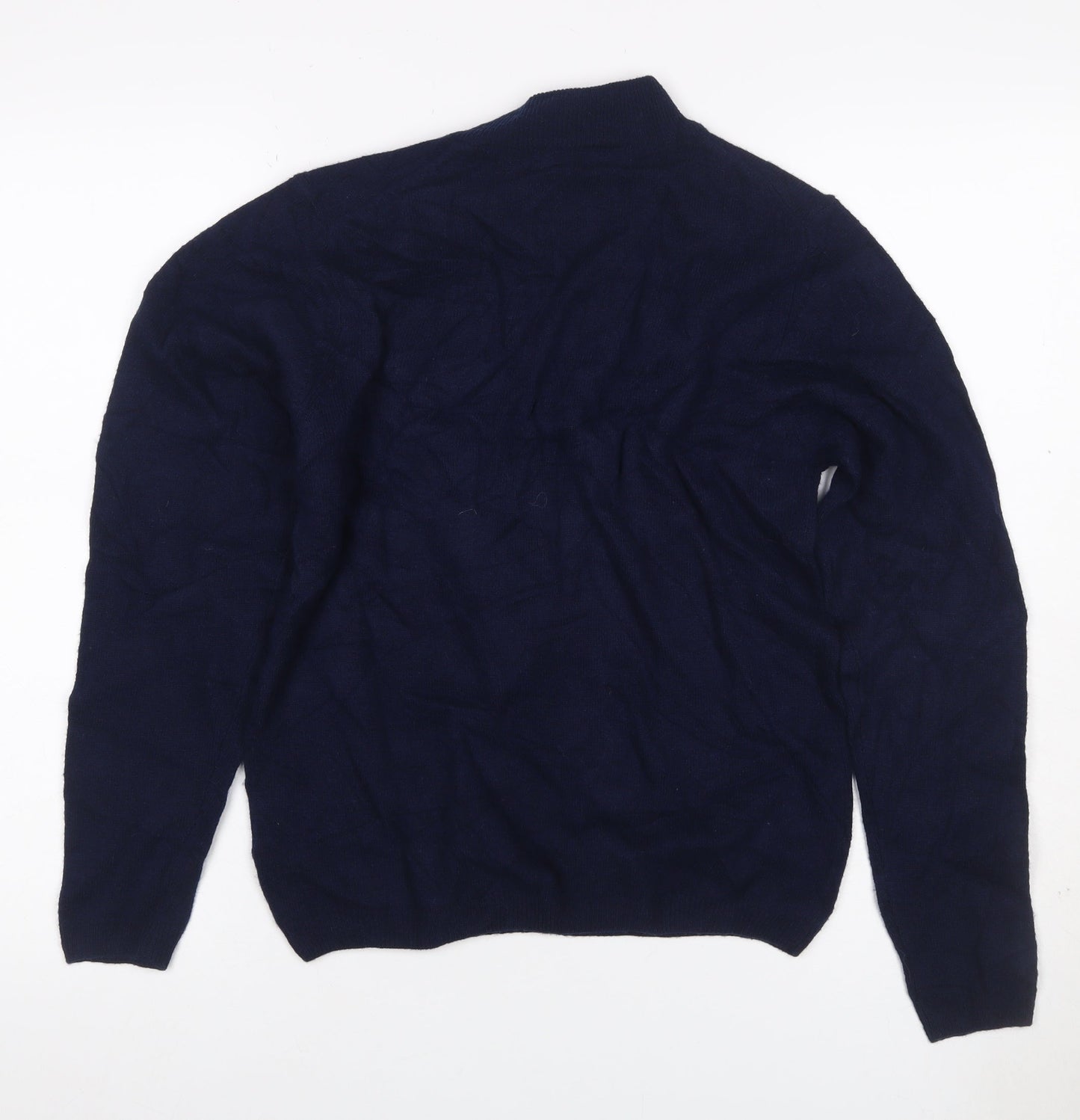 Isle Essentials Women's Navy Merino Roll Neck Pullover Jumper S