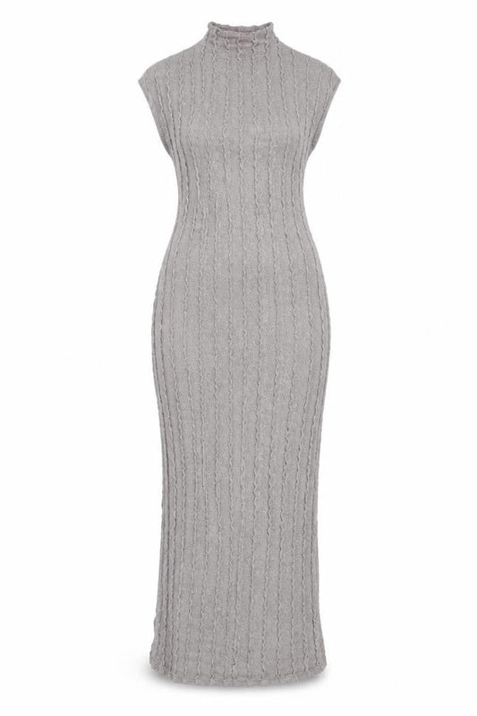 Zara Women Grey S Maxi Knit Striped Sleeveless Stretch Dress