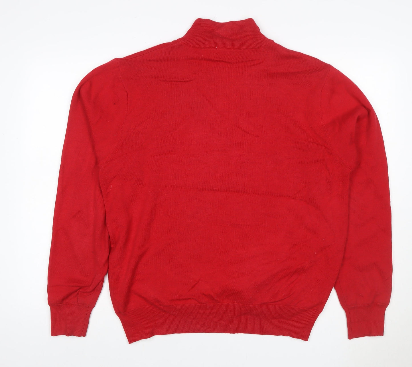 Cutter & Buck Men’s Red M 1/4 Zip High Neck Cotton Blend Jumper