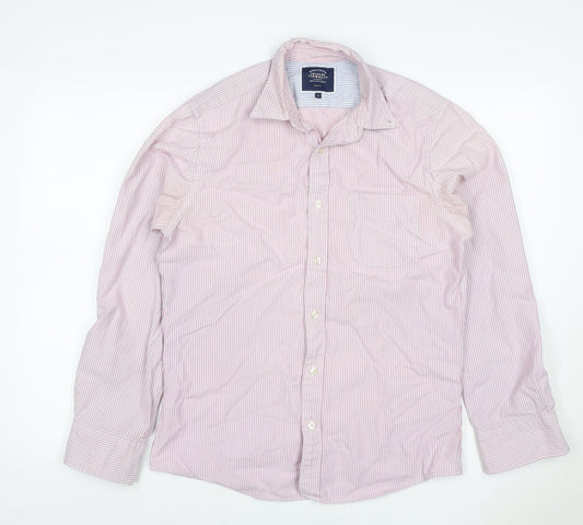 Charles Tyrwhitt Men Pink Stripe Slim Fit Cotton Shirt Size S