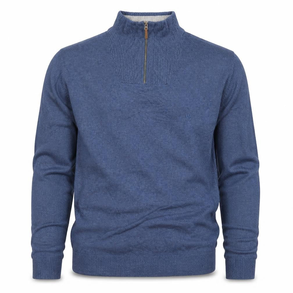 FatFace Men’s Blue M 1/4 Zip High Neck Cotton Knit Jumper