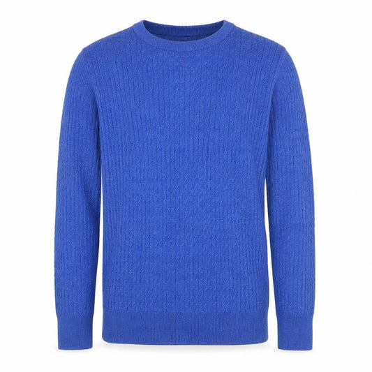 Cynthia Rowley Unisex Blue M Merino Wool Cable Knit Crew Neck Jumper
