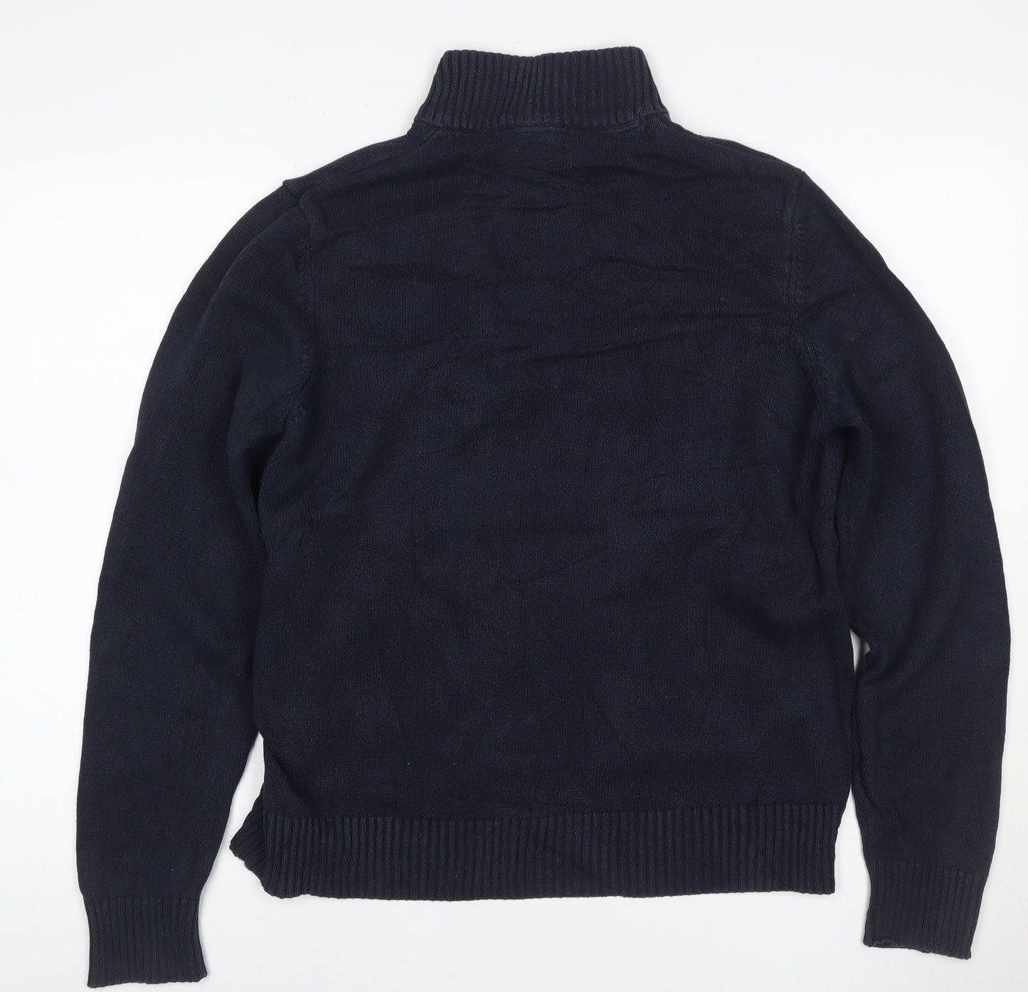 Crew Clothing Co. Men’s Blue M Cotton High Neck Henley Jumper