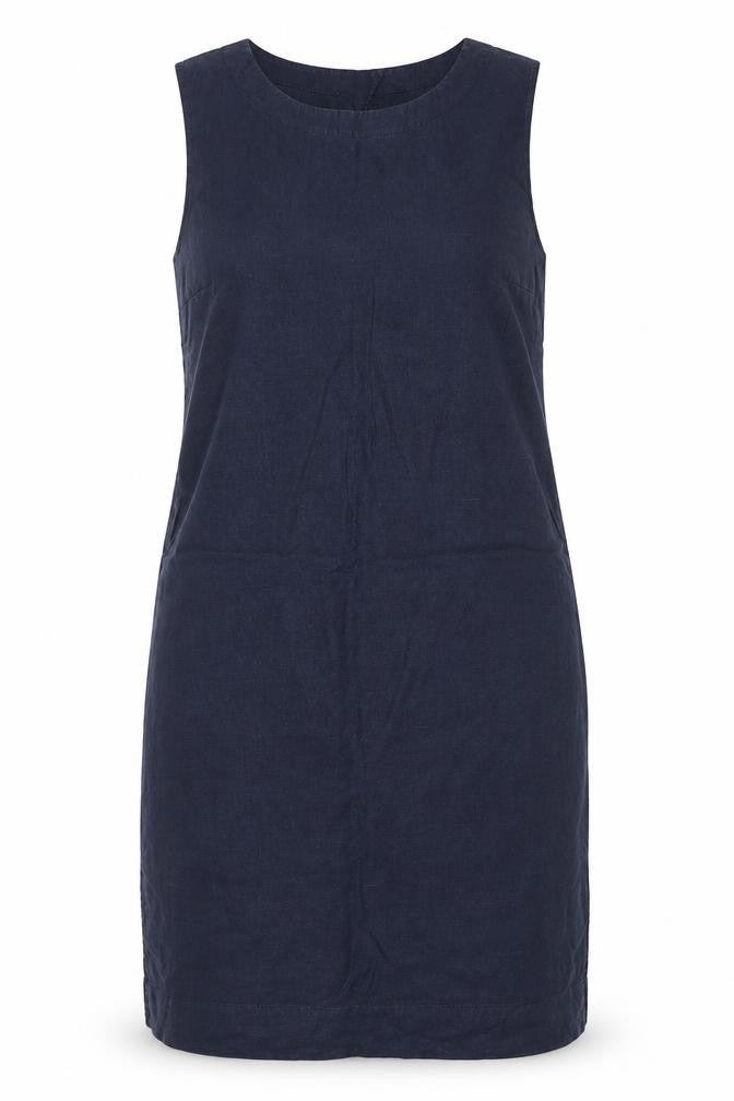 Jaeger Women Blue UK 14 Linen Sleeveless Shift Midi Dress
