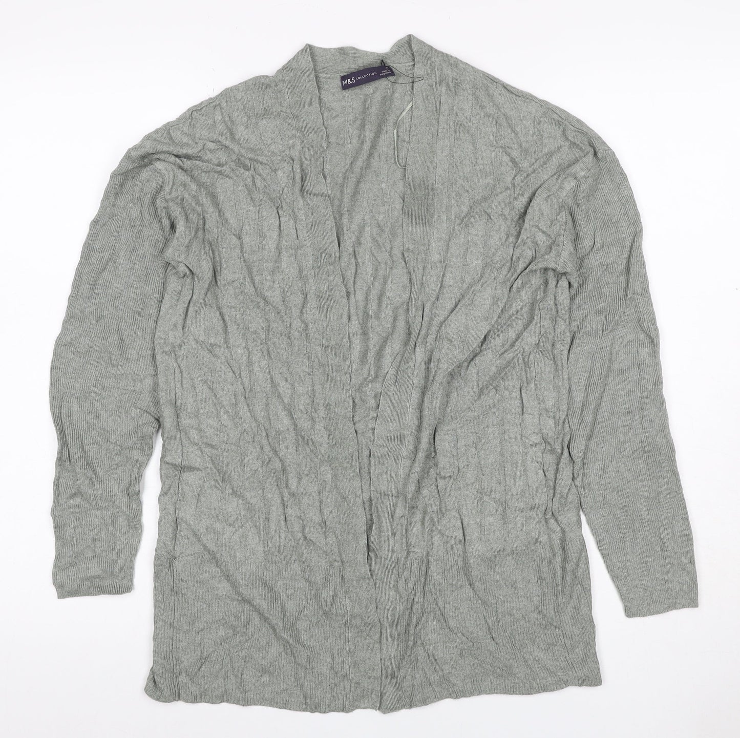 Marks and Spencer Women Grey M Open Knit Cardigan Long Sleeve