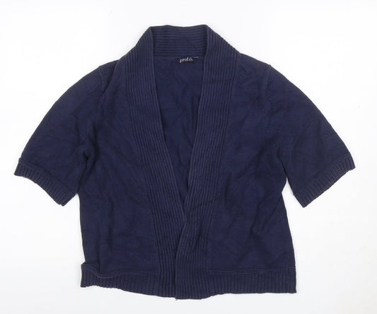 BHS Profile Women’s Blue Open Knit Short Sleeve Cardigan UK 14