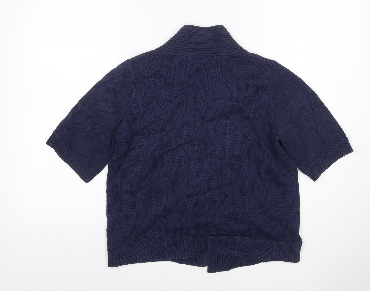 BHS Profile Women’s Blue Open Knit Short Sleeve Cardigan UK 14