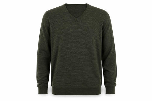 Marks & Spencer Men Green M V-Neck Acrylic Knit Pullover Jumper