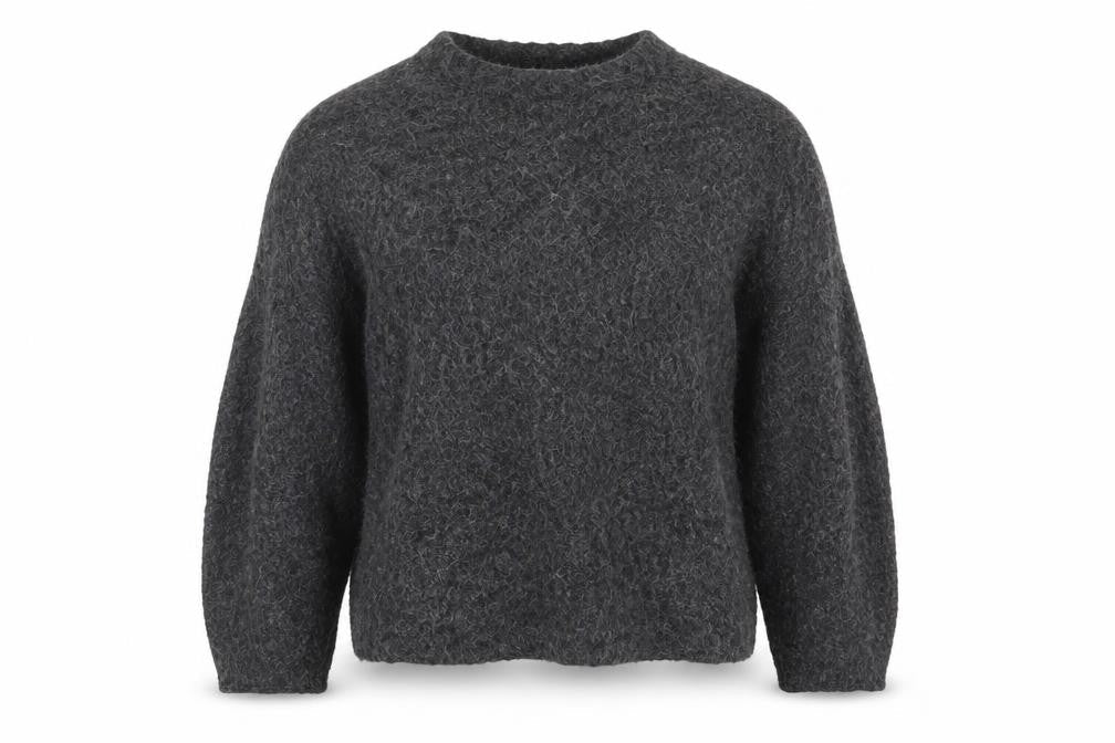 Weekday Women Grey M Mohair Alpaca Knit Crew Neck Jumper