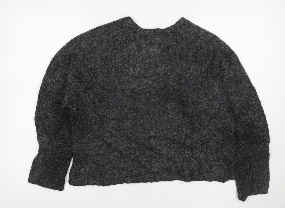 Weekday Women Grey M Mohair Alpaca Knit Crew Neck Jumper