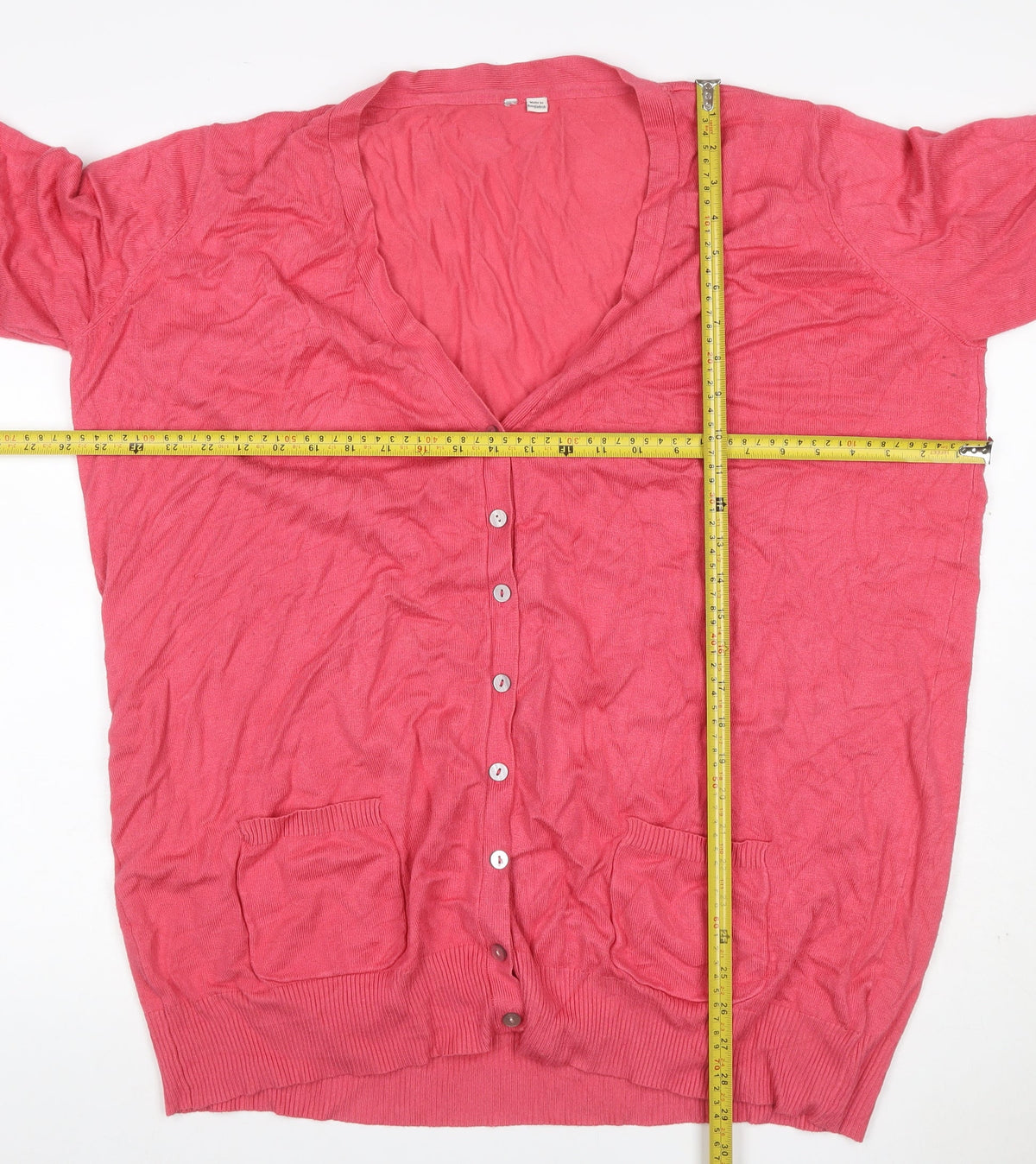 Capsule Women’s Pink UK 14 V-Neck Button Pocket Knit Cardigan