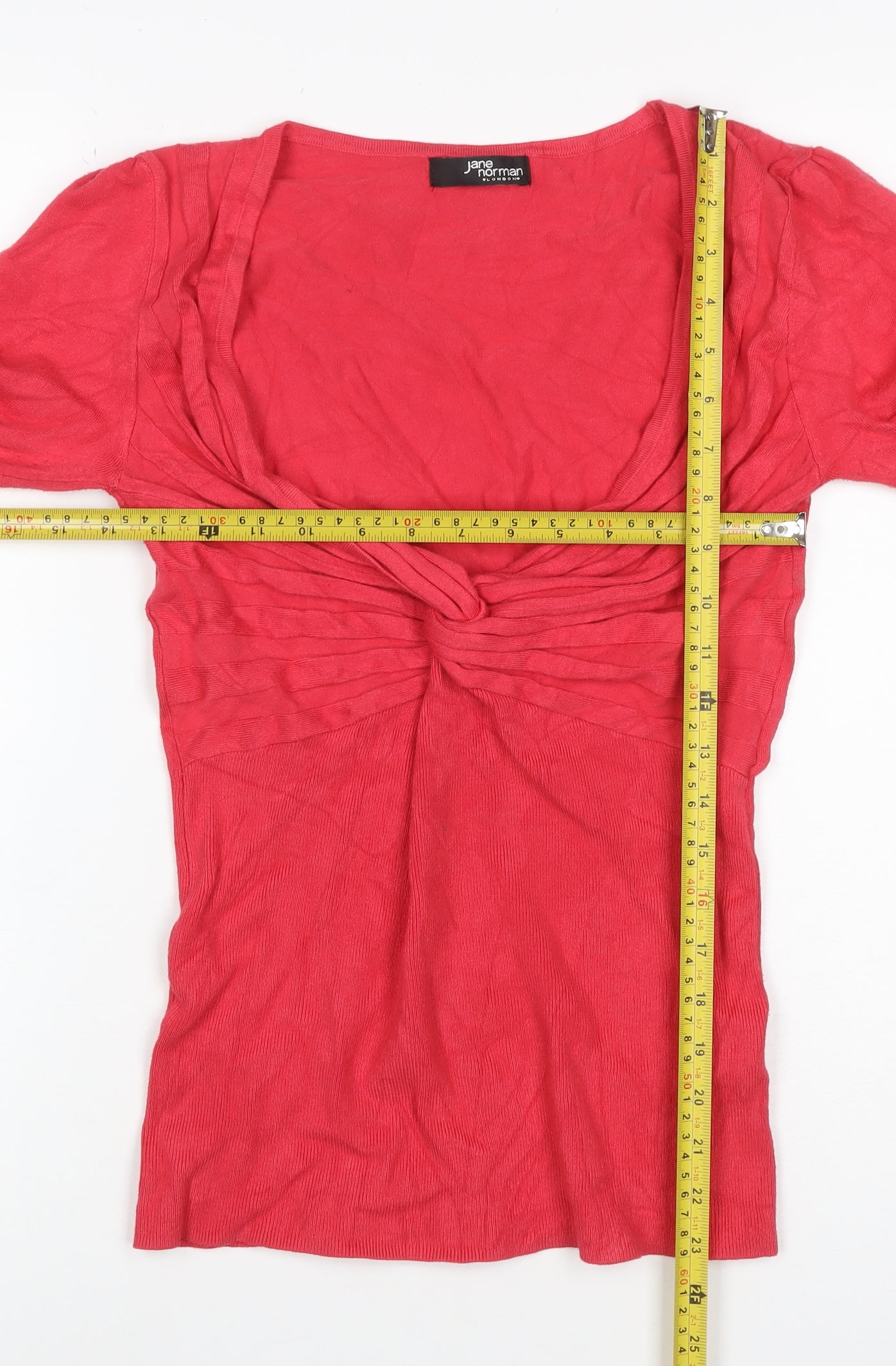 Jane Norman Women Red UK 14 V-Neck Wrap Knit Jumper Button Cuffs