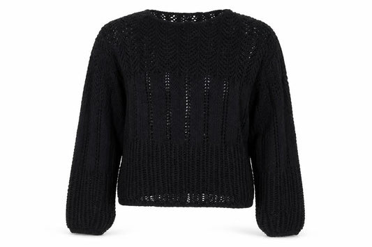 Mango Women’s Black M Cable Knit Open-Knit Long Sleeve Jumper